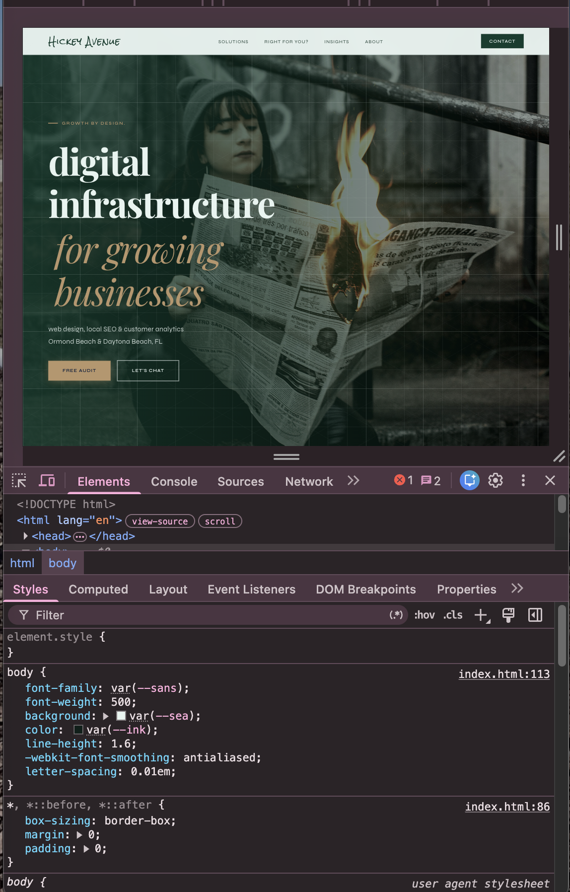 Website design and build — Hickey Avenue